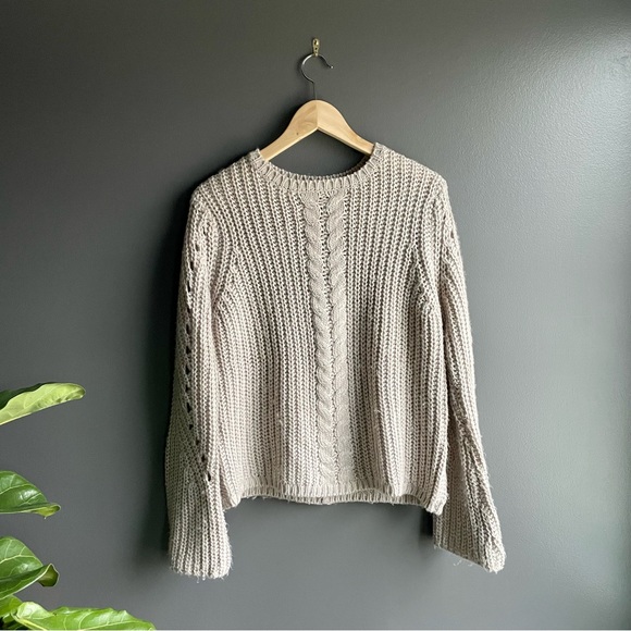 John + Jenn Sweaters - John + Jen Cable Knit Sweater with Braided Lace Back Design